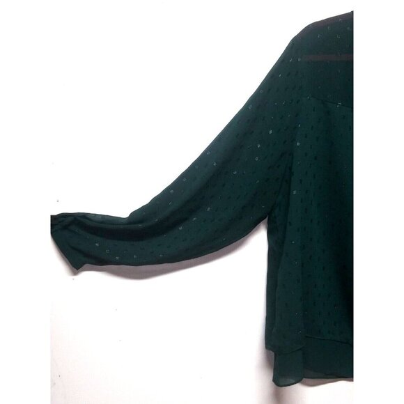 Maurices Tunic Top Womens 3X dark Green Long sleeve sheer dotted V neck pullover - Picture 4 of 13